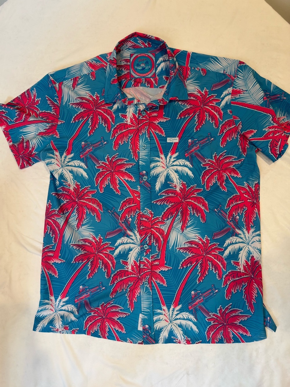 Retro Rifle High Crown V2 Miami Button Down Palm Tree Rifle Hawaiian Shirt